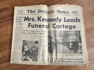 The Detroit News Newspaper Monday, Nov 25, 1963 - John F Kennedy Funeral - Picture 1 of 6