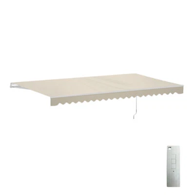 ALEKO Motorized Retractable 16 X 10 ft Patio Awning Ivory Canopy Sunshade - Image 1 of 4