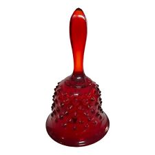 Fenton Ruby Red Art Glass Bell Hobnail Pattern Amberina Handle 6” Older Design