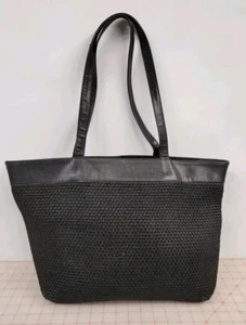Bottega Veneta Marco Polo Trimmed Straw Tote Leather Trim SPELLOUT Beach Bag - Picture 1 of 9
