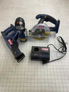 LOT Blue Ryobi 18v tool several tools saw drill right angle - Picture 1 of 22