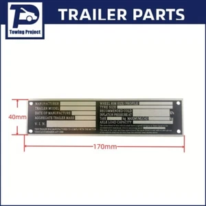 1 pcs Blank Vehicle Trailer Caravan VIN Identification Plate Part Grey On Black - Picture 1 of 1
