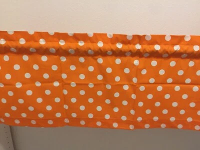 Orange W hite Polka Dot Retro Fall Window Curtain valance 42x14 ready to ship - Image 1 of 3