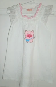 Vtg BABY BOO sz 12 M White PIG Applique Floral Embroidery Lace SMOCKED DRESS - Picture 1 of 5
