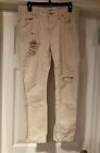 Urban Outfitters Slim Boyfriend Solid Ivory Distresses Pants W 28 L 26