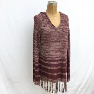 ALTAR’D STATE Damen LARGE Kapuzen Fransen Fuego Kapuze Tunika Pullover Port Pflaume - Bild 1 von 10