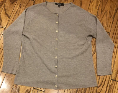 Vntg 90s Saks 5th Ave Emanuel Ungaro 2X Wool Blend Button Down Cardigan Beige - Image 1 of 4