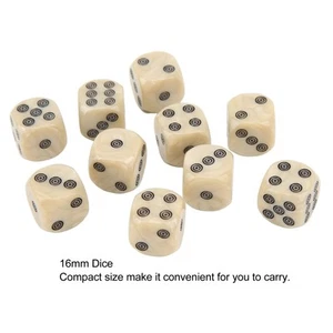 20 Pcs Six Sided Dice 16mm White Pearl Grain Circle Dots Für Table Borad BA - Bild 1 von 24