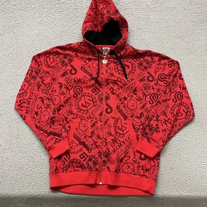 Southpole Hoodie Mens L Red AOP Graphic Full Zip Y2K Hip Hop Jesse Pinkman - Picture 1 of 11