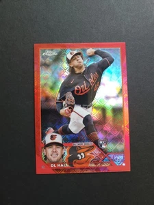 2023 Topps Chrome Logofractor #10 DL HALL RC Rosso 3/5 Orioles Brewers - Foto 1 di 4