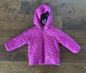 Columbia gefütterte Jacke Kinder 12 - 18 Monate wendbar rosa durchgehender Reißverschluss Kapuze Mantel - Bild 1 von 7