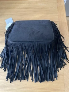 New Look black Suedettr Fringe Handbag - Picture 1 of 7