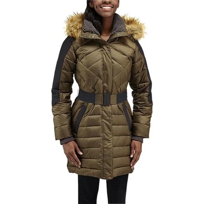 Merrell Arctic Glow Featherless Belted Parka Coat Clay Olive Black Womens Sze XS - Image 1 of 4
