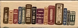 All Night Media Posh Impressions Row Of Books Border Rubber Stamp - Picture 1 of 3