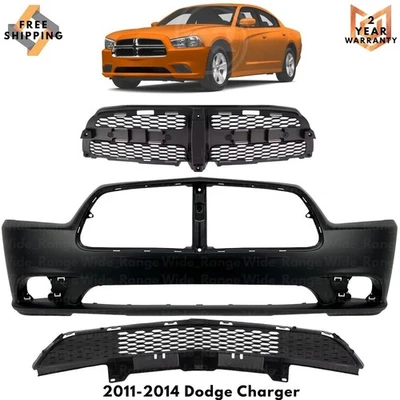 Front Bumper Cover Primed & Grille Assembly Kit For 2011-2014 Dodge Charger Foto 1 de 4