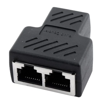 RJ45 1 a 2 porta femmina femmina rete presa Ethernet LAN Adattatore sdoppiatore - Immagine 1 di 2