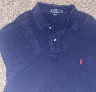 Polo Ralph Lauren Shirt Men's LT Blue Short Sleeve Red Pony Cotton Solid Preppy - Image 1 of 4