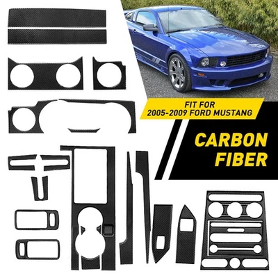 Juego de 22 cubiertas interiores de fibra de carbono para Ford Mustang 2005-2009 EE. UU. Foto 1 de 4