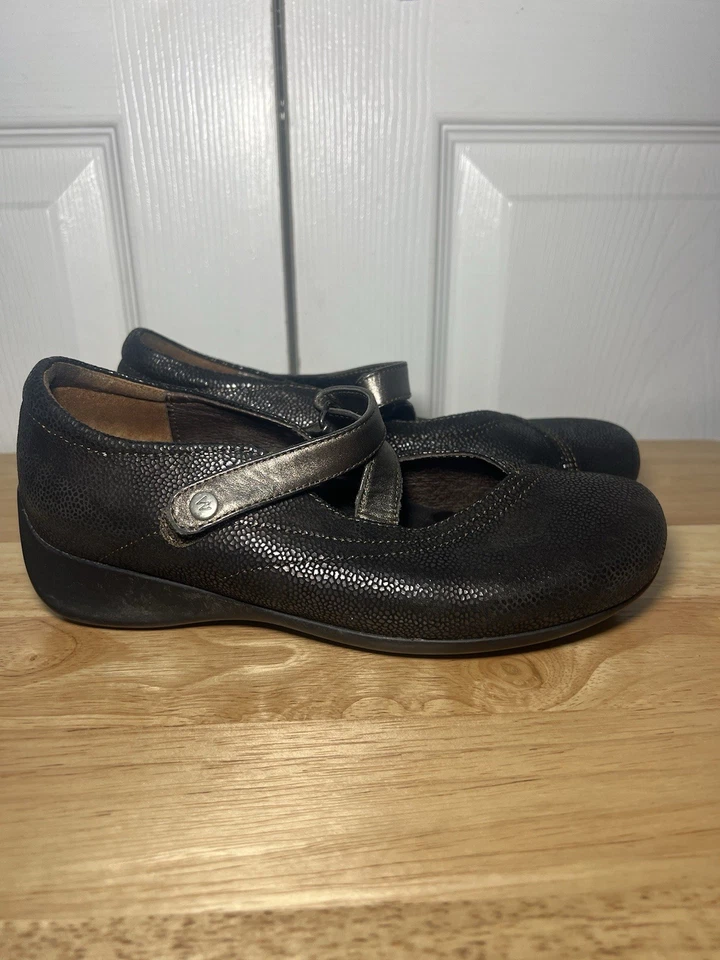 Zapatos Wolky Talla 36 'Passion' Brillo Mary Jane Cuero Marrón Punta Redonda Planos Foto 1 de 4