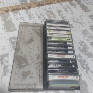 Black Cassette Tape Case With Clear Front Holds 15 Tapes Plus Various Tapes - Foto 1 di 10