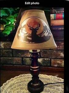 Oiled Kraft Rustic Wildlife Stag Moon Decal Lamp Shade 9x4x7~ CLIPS ON BULB! - Picture 1 of 3