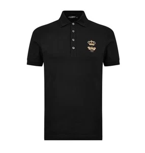 DOLCE & GABBANA Black & Gold Crown Bee Polo Shirt - Made In Italy - Picture 1 of 10