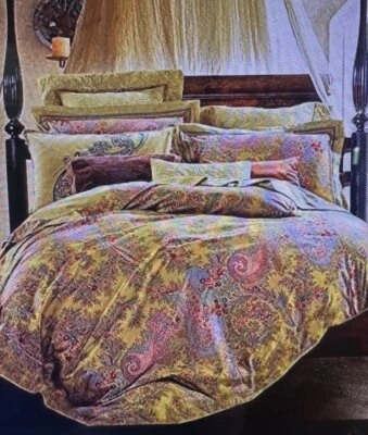 EIKEI EDREDÓN VINTAGE BOTÁNICO MOSTAZA LIRIOS FLORES (1) KING/CALIFORRNIA KING Foto 1 de 4