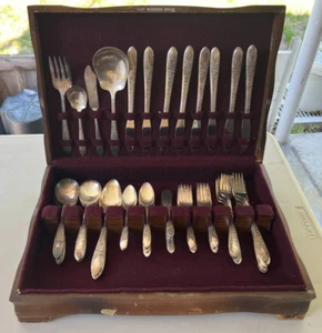 Vintage National Silver Co Besteck 56-teiliges Set Messer sind Edelstahl hat PATINA - Bild 1 von 16