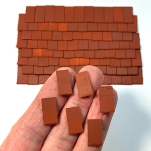 Dolls House 1:35th Scale 250 x Styrene Miniature Model Roof Tiles in Terracotta - Picture 1 of 9