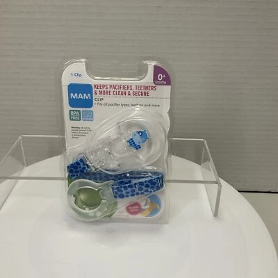 Soporte/clip mordedor chupete MAM azul hipopótamo bebé bebé niño sin BPA Foto 1 de 4