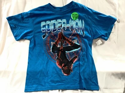 Marvel Spiderman Homecoming shirt Boys XL 14-16 Blue short sleeve glow dark NEW - Image 1 of 4