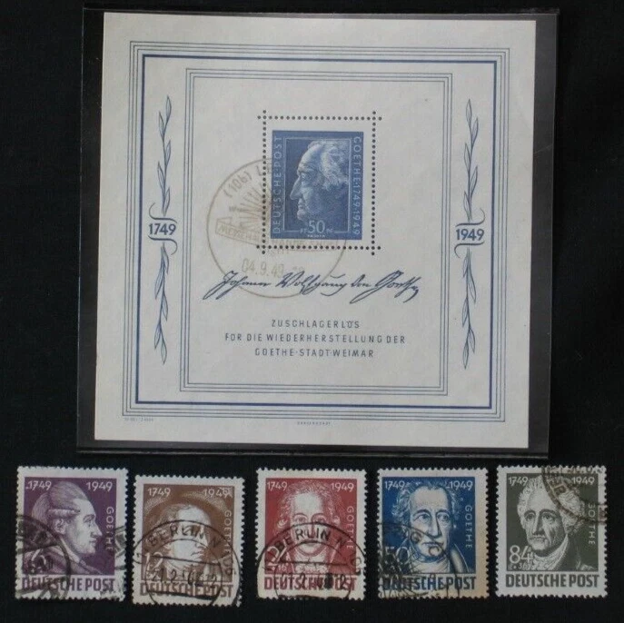 Germany - Russian occupation - Goethe sheet and set used 10 N B6 - 10 N B11....I - Image 1 of 1
