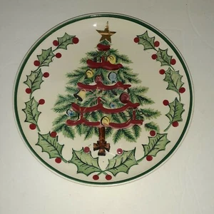 1986 Lefton LEF27 Christmas Tree Plate 8 1/4" Handpainted Details  - Picture 1 of 4
