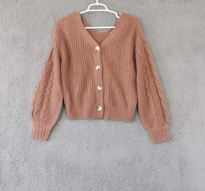 Jessica Simpson Women's XS V Button Down V Neck Cable Knit Sweater - Picture 1 of 6