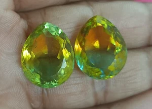 41.15 CT Wonderful Bi-color Pear Shape Doublet Tourmaline Loose Gemstone 2 Pc - Picture 1 of 4