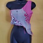 Toxic Y2k Patchwork One Shoulder Crop Top Early 2000s Pink Blac Label Reworked 
