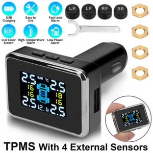 12V Wireless USB Car Tire Pressure Monitoring System TPMS + 4 External Sensors - Picture 1 of 8
