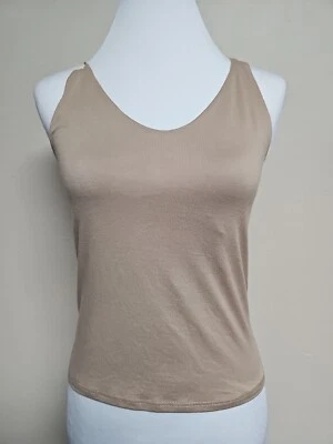 Blusa informal para mujer GAZE Top sin mangas cuello en V color beige elástico. Talla M Foto 1 de 4
