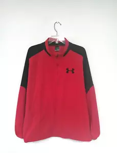 Under Armour Men's Fleece Sweatshirt 2XL Red Black 1/2 Zip Pullover Top XXL - Picture 1 of 9