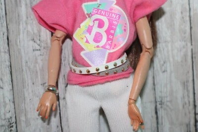 Barbie Handmade White and Grey Adjustable Suede belt Barbie Accessories *no dol" - Image 1 of 4