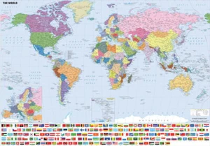 63458 EL MAPA DEL MUNDO Póster Impreso Decoración de Pared - Imagen 1 de 7