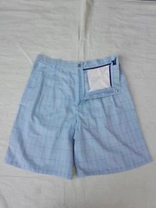 Vintage Burberry Check Shorts Mens M Blue Embroidered Logo Made in Spain EU 50 - Picture 1 of 13