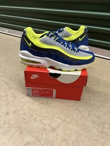 Nike Air Max 95 GS Blue Grey Volt Size 6.5 SUPER CLEAN W/ Box 307565-084 - Picture 1 of 5