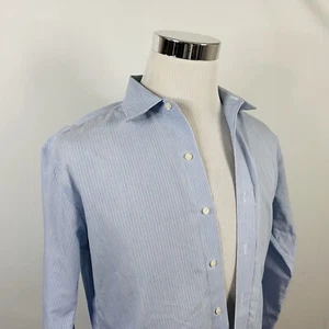 Brooks Brothers 16 35 Slim Fit Non Iron Dress Shirt Blue Striped French Cuffs - Picture 1 of 5