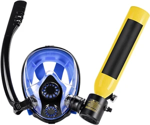 Maschera Da Snorkeling Con Bombola D'Aria, Maschera Subacquea Integrale, Mini Bo - Foto 1 di 12