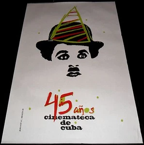 Cinemateca de Cuba 45 Anos CHARLIE CHAPLIN ORIGINAL Cuban POSTER ICAIC - Imagen 1 de 1