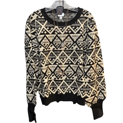 Nuevo con etiquetas Suéter Lularoe XL Negro y Tostado Argyle Piper Manga Globo Foto 1 de 4