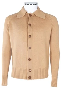 GIULIVA HERITAGE TAN MEN'S WOOL CARDIGAN MEDIUM - Picture 1 of 4
