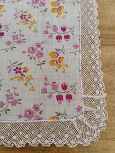 Vgt Child's Purple Floral With Lace Easter Hankie Handkerchief - Picture 1 of 2