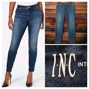 INC International Concepts Jeans Size 14 Skinny Leg Curvy Fit Blue Denim Stretch - Picture 1 of 10